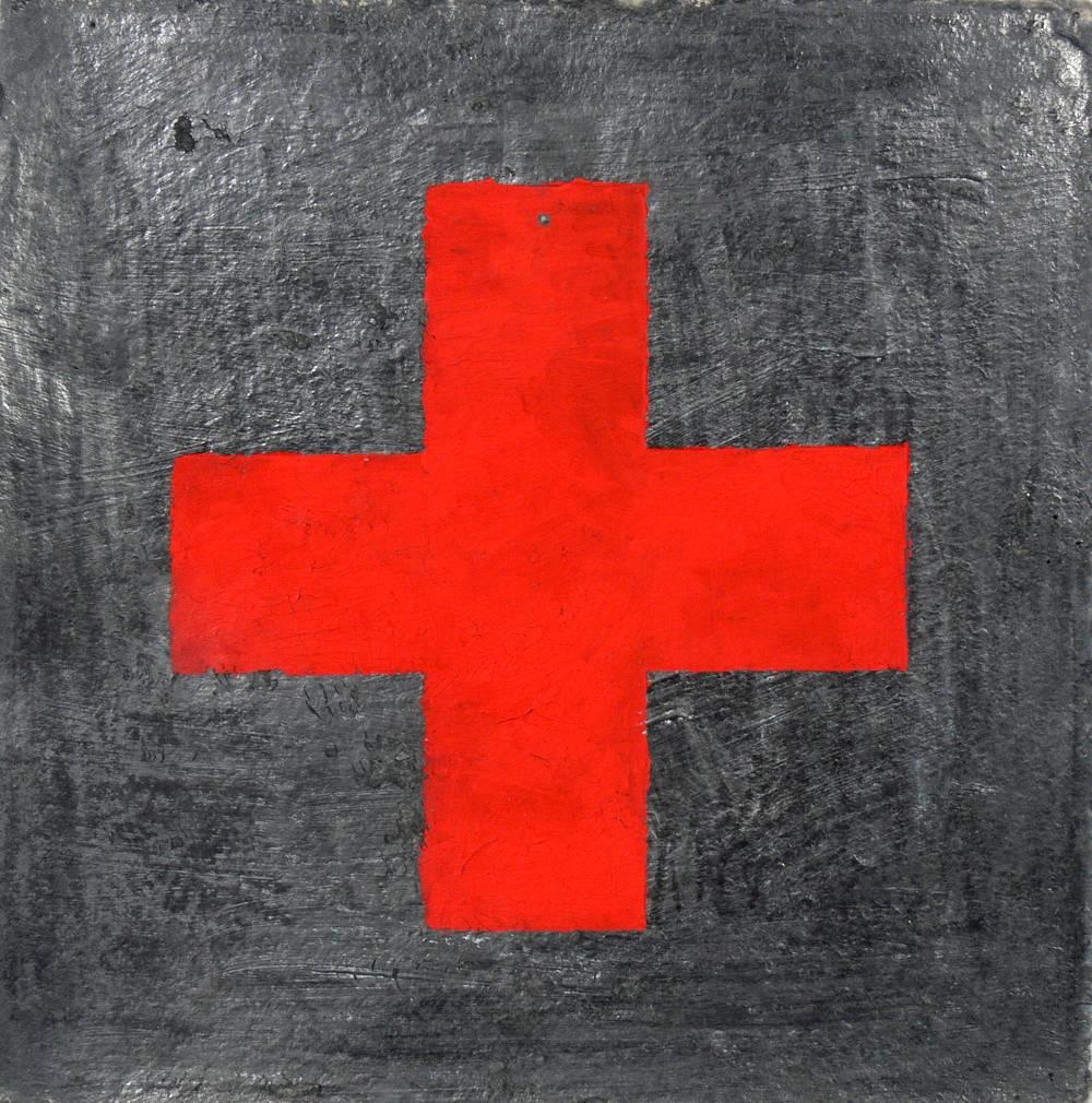 American Group of 12 Original Red Cross Paintings Very Graphic