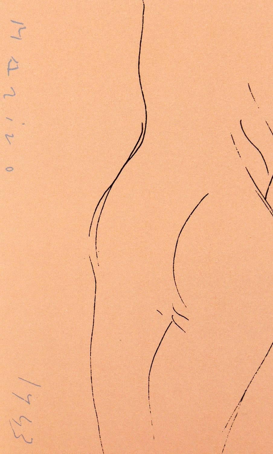 Mid-Century Modern Pair of Nude Figural Lithographs by Marino Marini For Sale