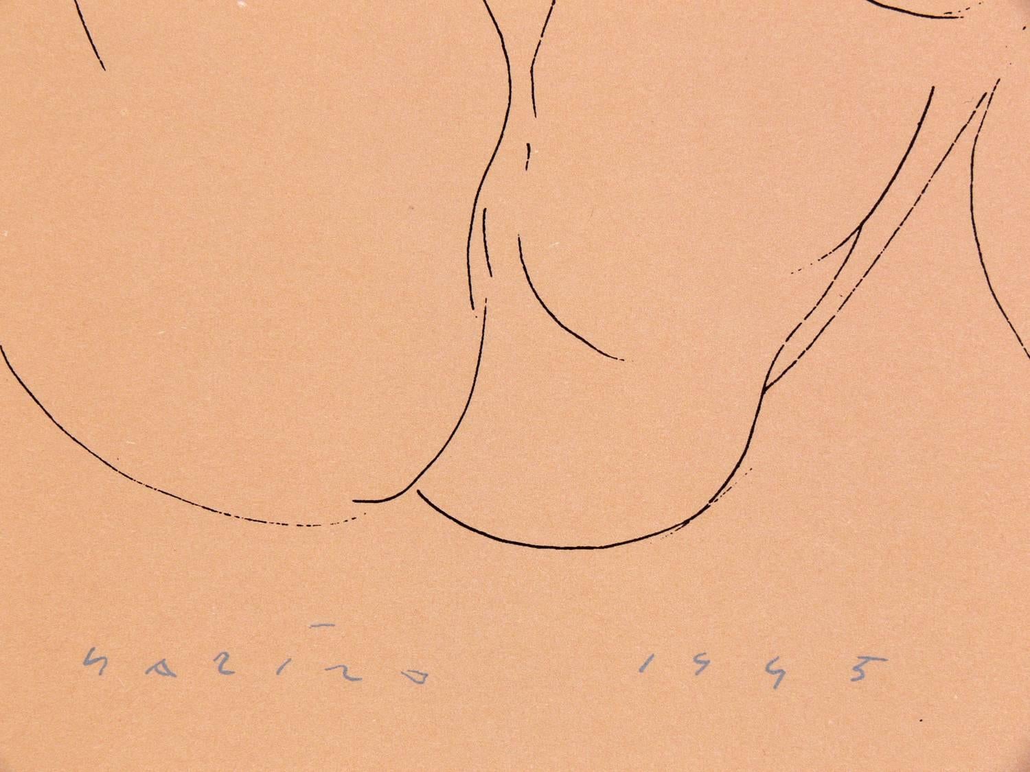 Paire de lithographies figuratives d'hommes nus par Marino Marini Bon état - En vente à Atlanta, GA