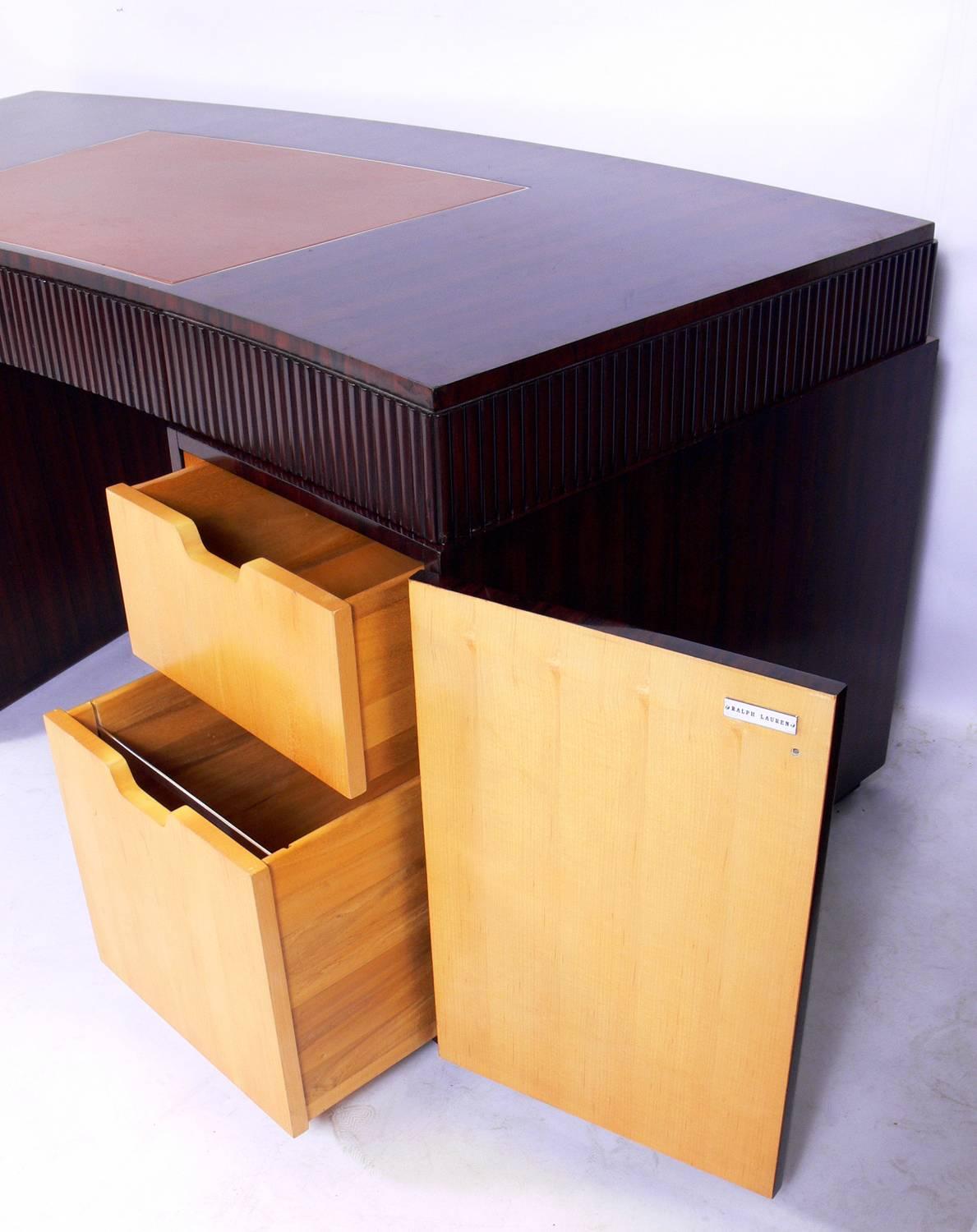 French Art Deco Style Rosewood Desk by Ralph Lauren In Good Condition In Atlanta, GA