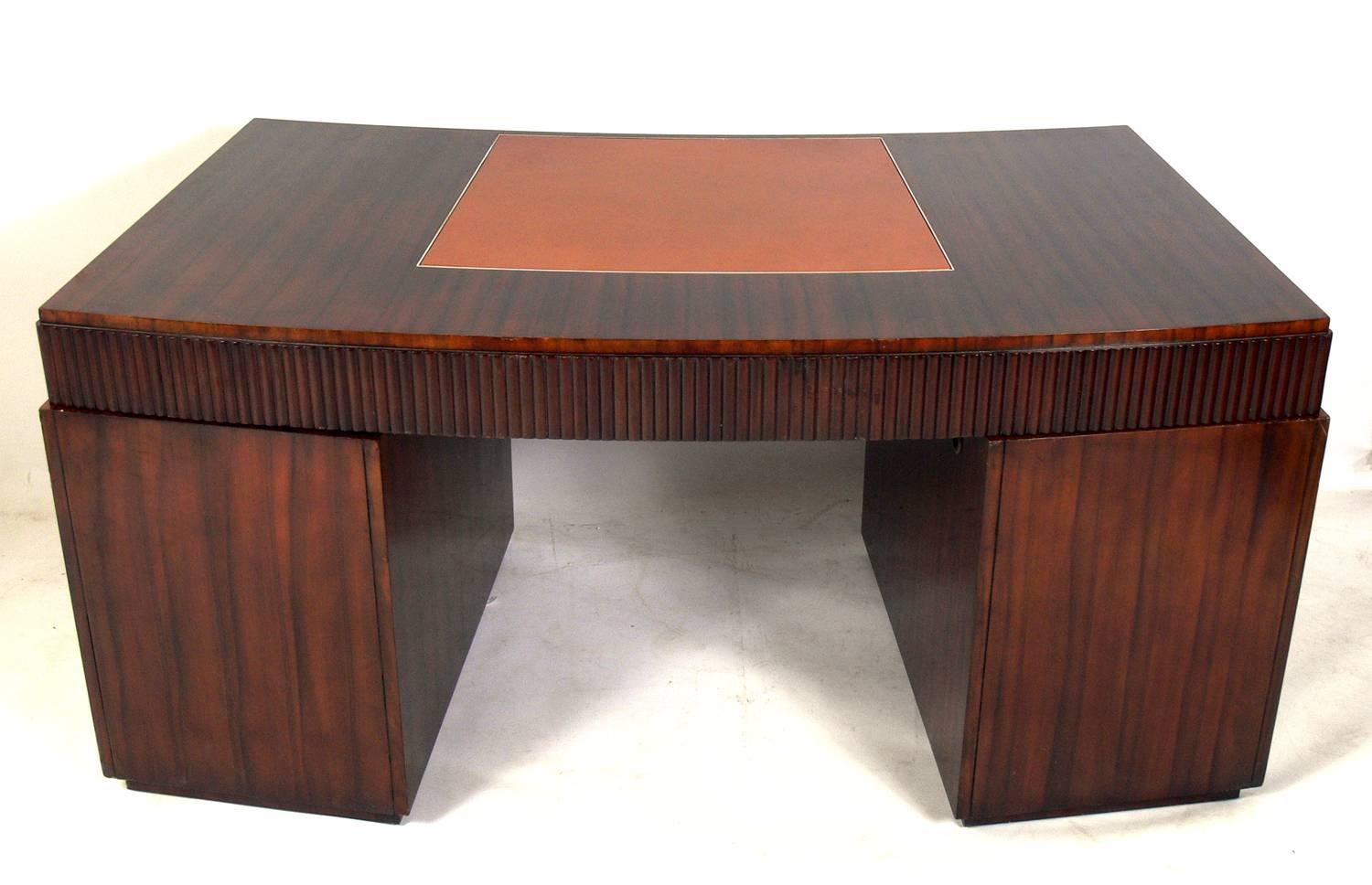 Leather French Art Deco Style Rosewood Desk by Ralph Lauren