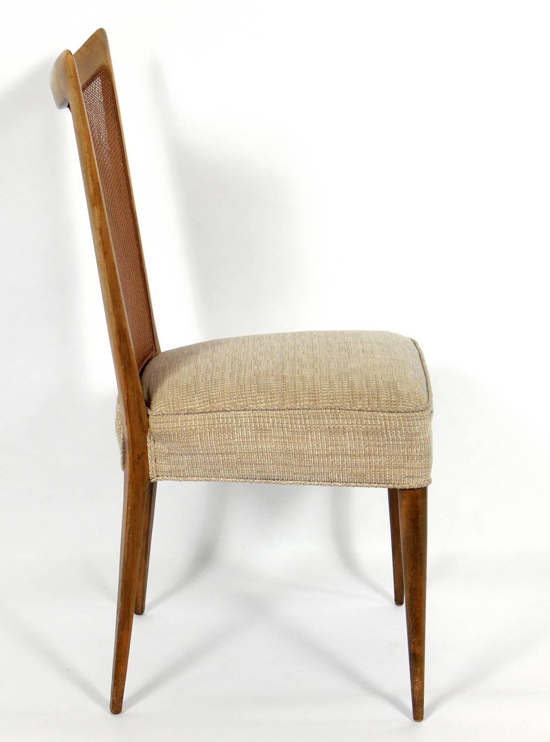 Mid-Century Modern Set of Four Caned Back Italian Dining Chairs by Melchiorre Bega