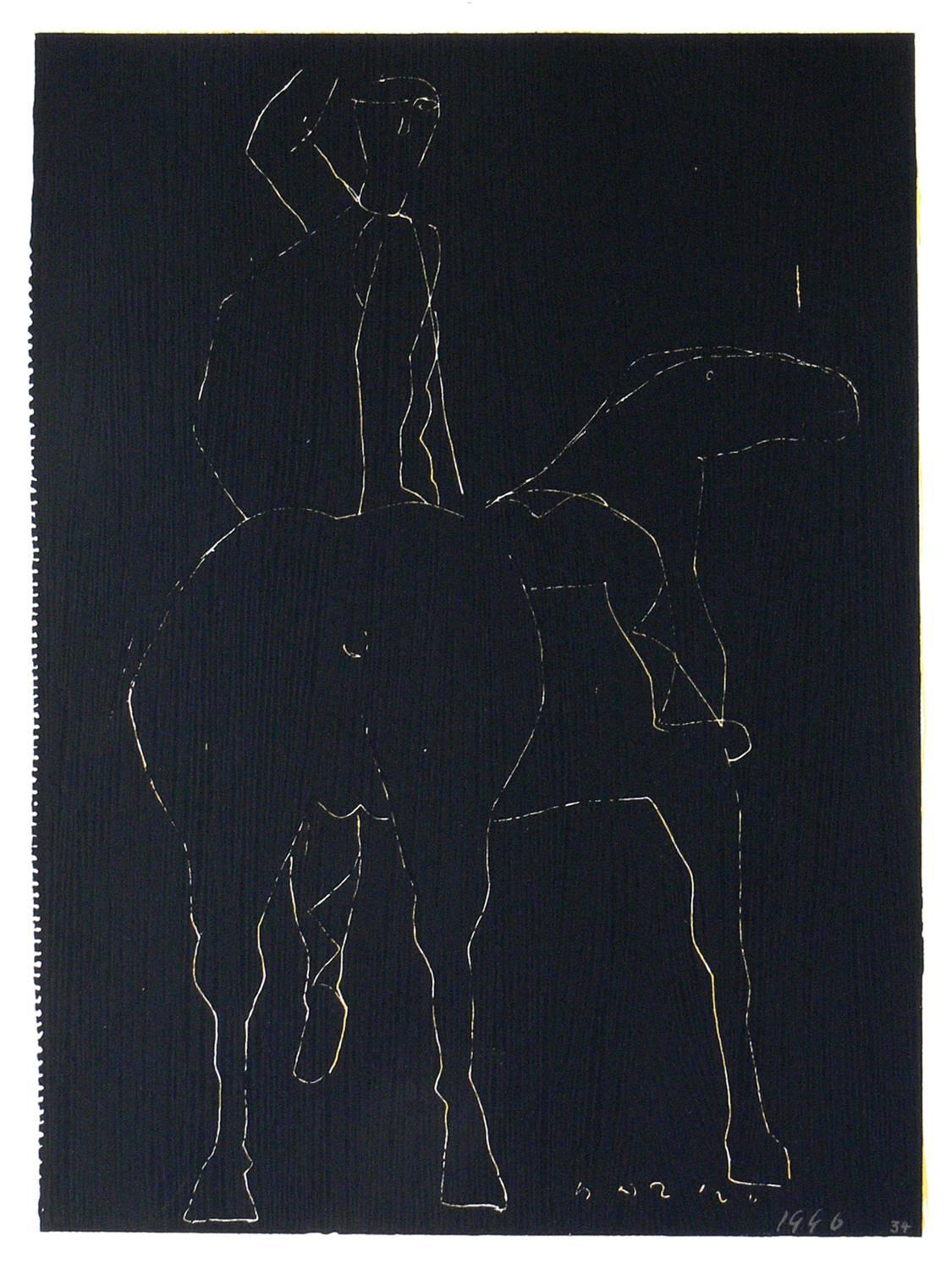 Paar Lithografien mit Pferd und Reiter von Marino Marini (Deutsch) im Angebot