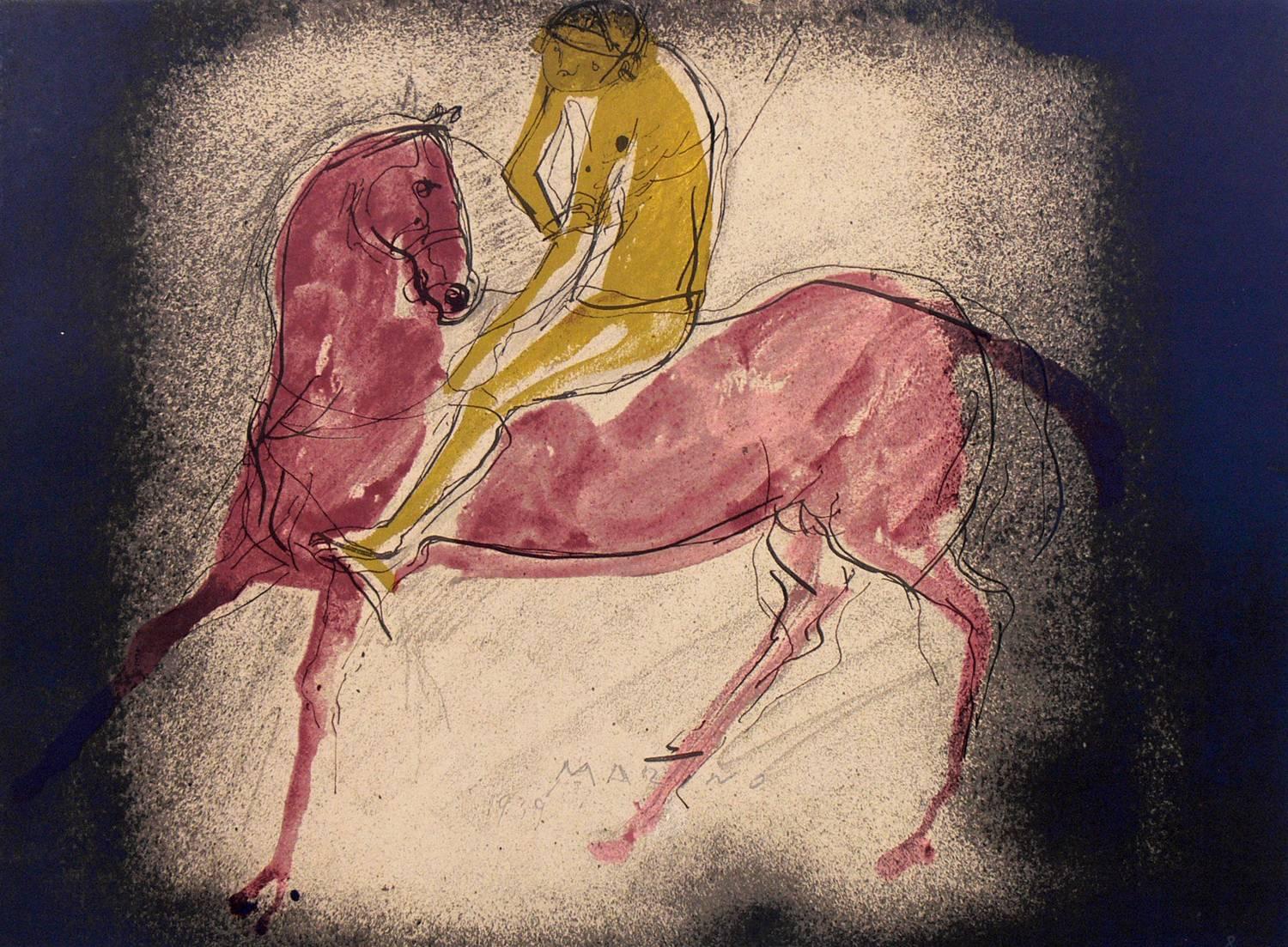 German Pair of Marino Marini Horse and Rider Lithographs