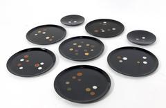 Group of Coin Inlaid Trays by Couroc Great Wall Sculpture