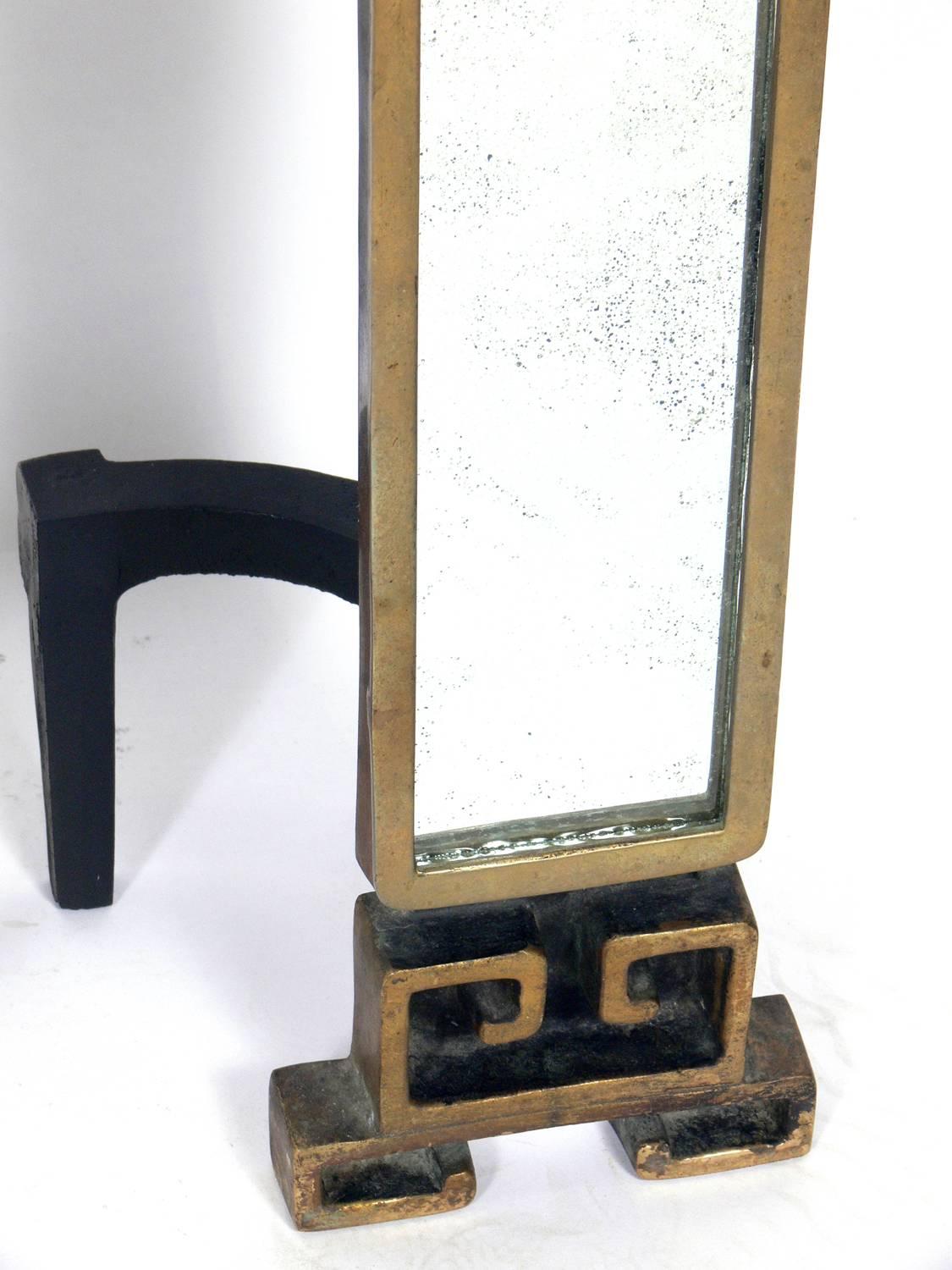 Antike Spiegel-Kaminböcke im Chinoiserie-Stil (Hollywood Regency) im Angebot