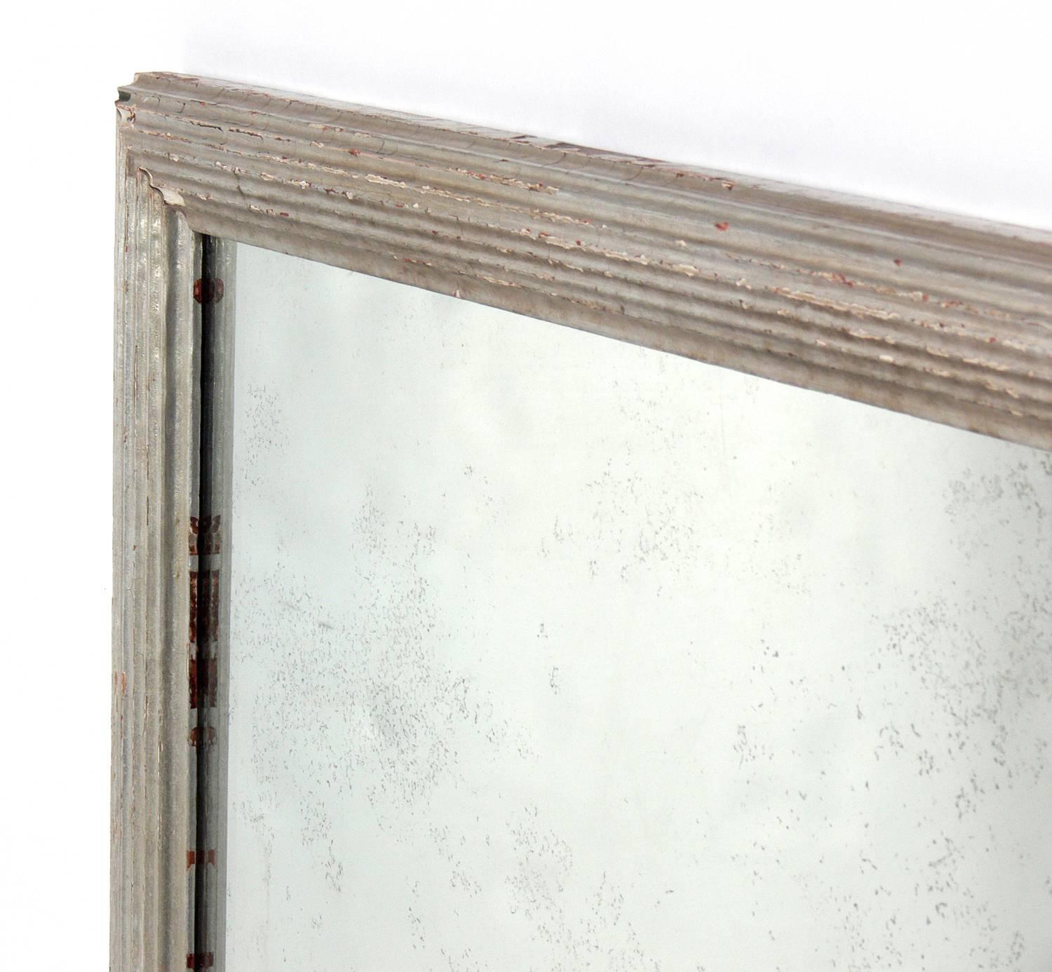 Hollywood Regency Silver Finished Antiqued Mirror