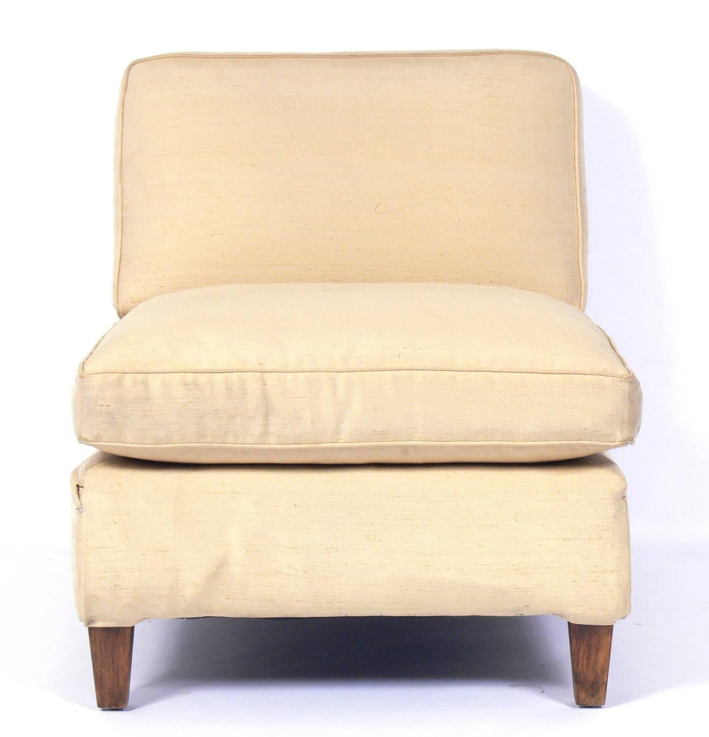 American Pair of Clean Lined Slipper Chairs