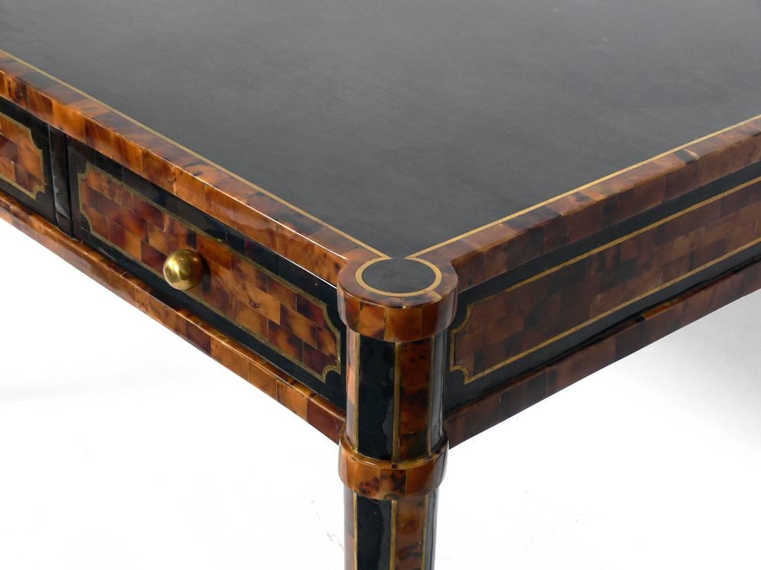 Lacquered Glamorous Tessellated Horn Desk by Maitland Smith