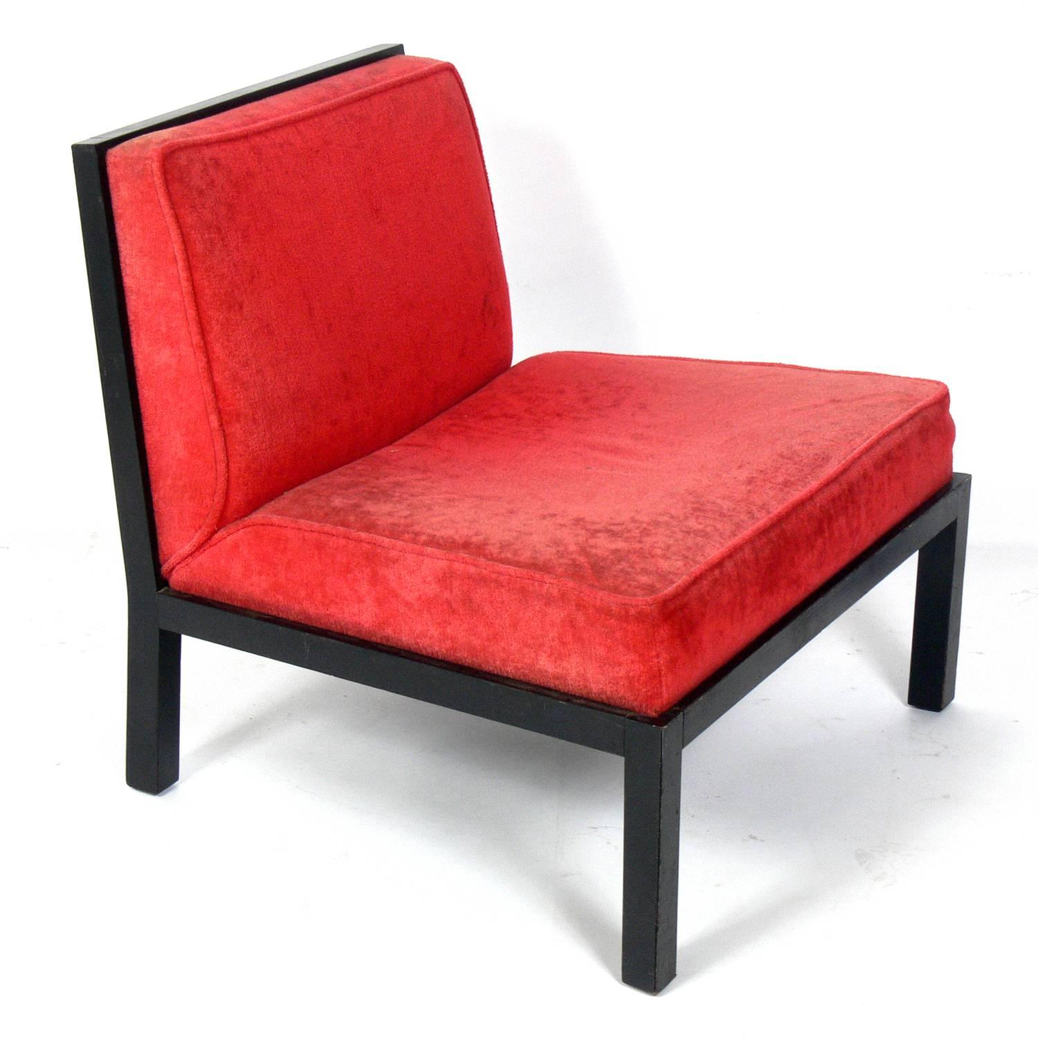 Mid-Century Modern Asian Inspired Slipper Chair Designed by Michael Taylor for Baker