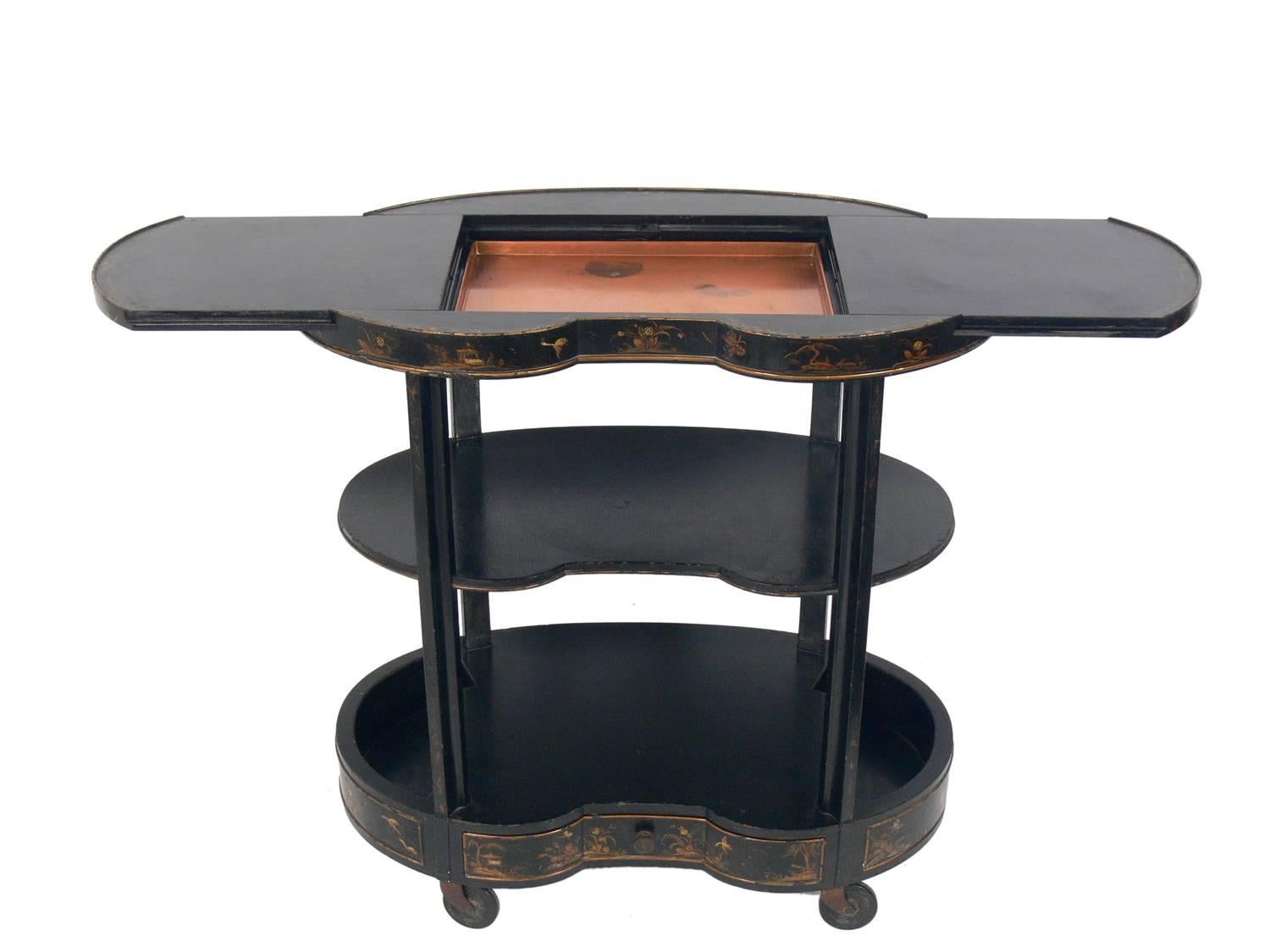 American Elegant Chinoiserie Bar Cart, circa 1930s