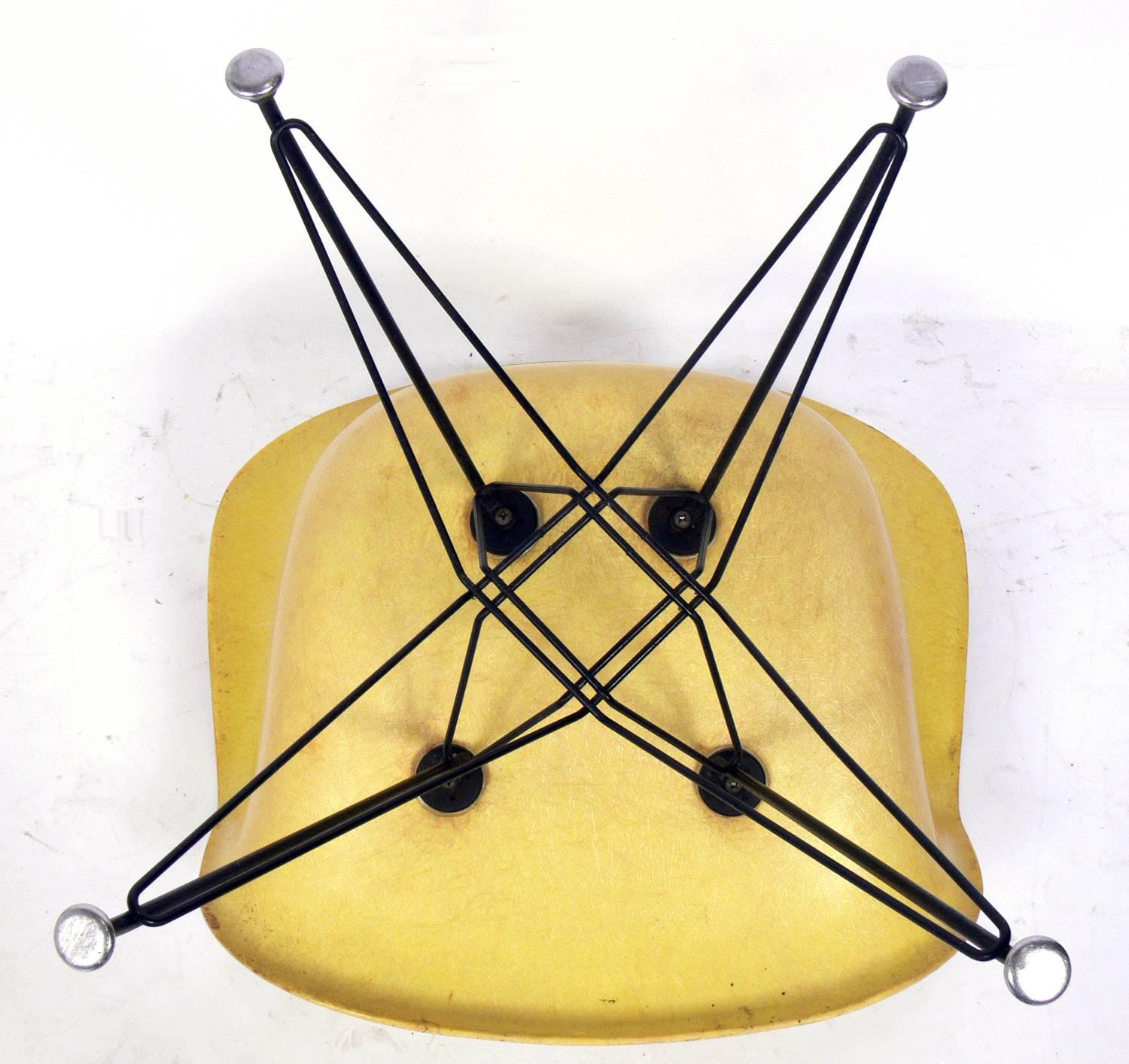 American Early Lemon Yellow Molded Fiberglass Armchair by Charles and Ray Eames