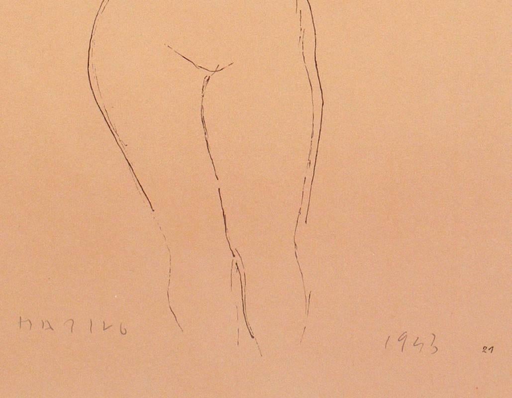 Mid-Century Modern Paire de lithographies de nus féminins par Marino Marini en vente