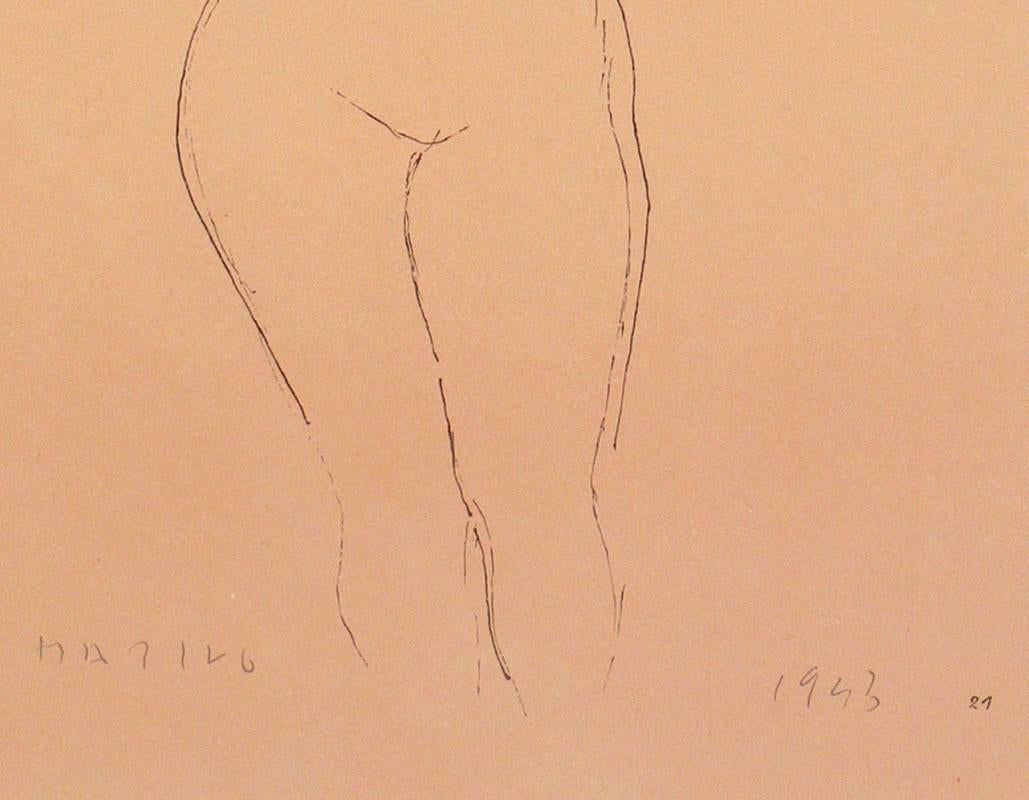 Pareja de litografías de desnudos femeninos de Marino Marini Moderno de mediados de siglo en venta