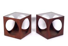 Pair of Mid-Century Walnut Cube Tables