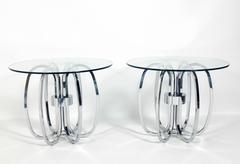 Pair of Sculptural Chrome Loop Tables