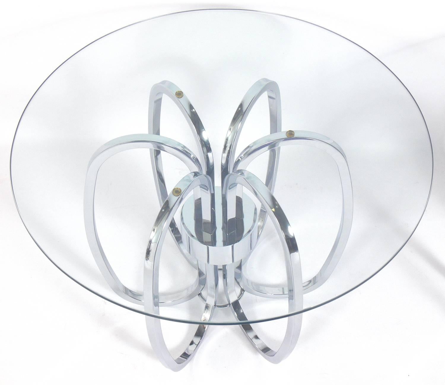 Mid-Century Modern Pair of Sculptural Chrome Loop Tables For Sale