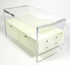 Pair of Large-Scale Lucite Nightstands by Milo Baughman