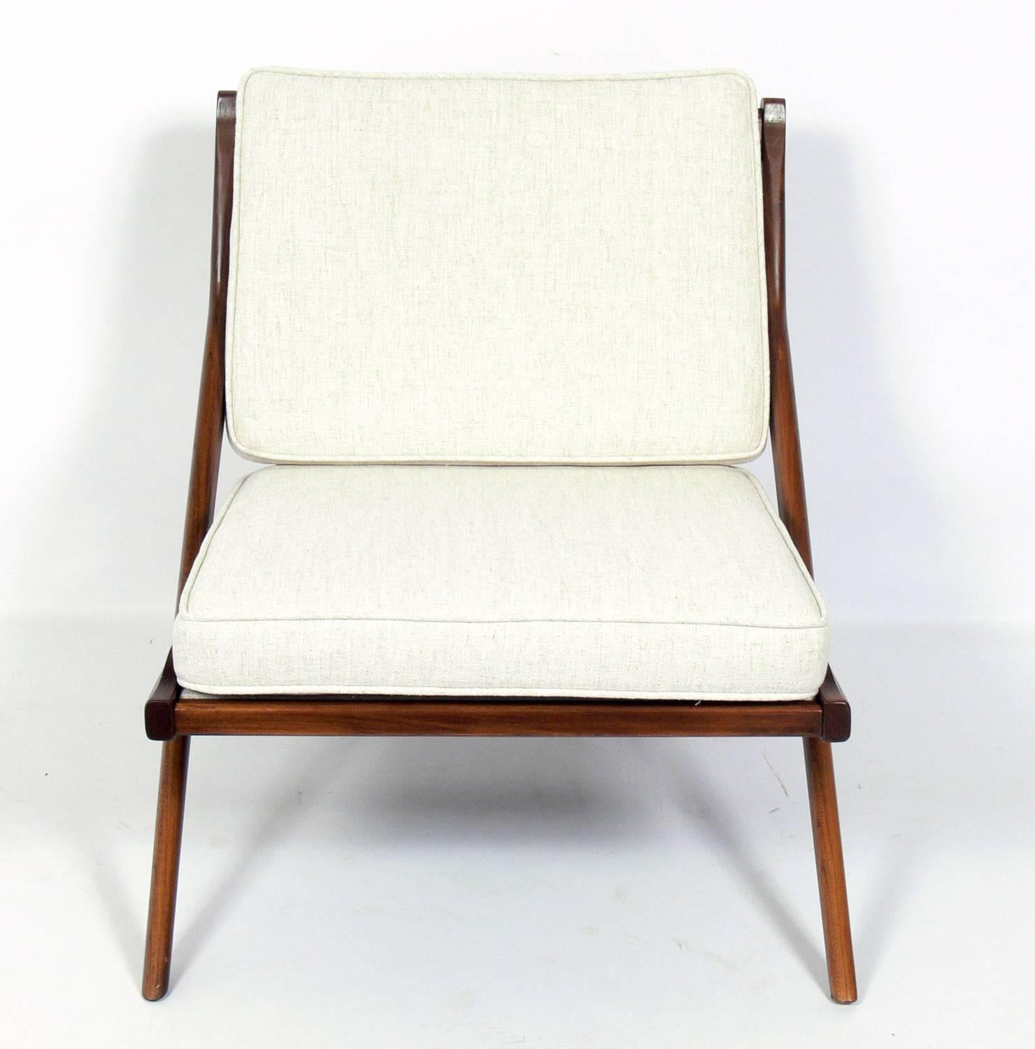 Danish Modern Scissor Lounge Chair In Good Condition In Atlanta, GA