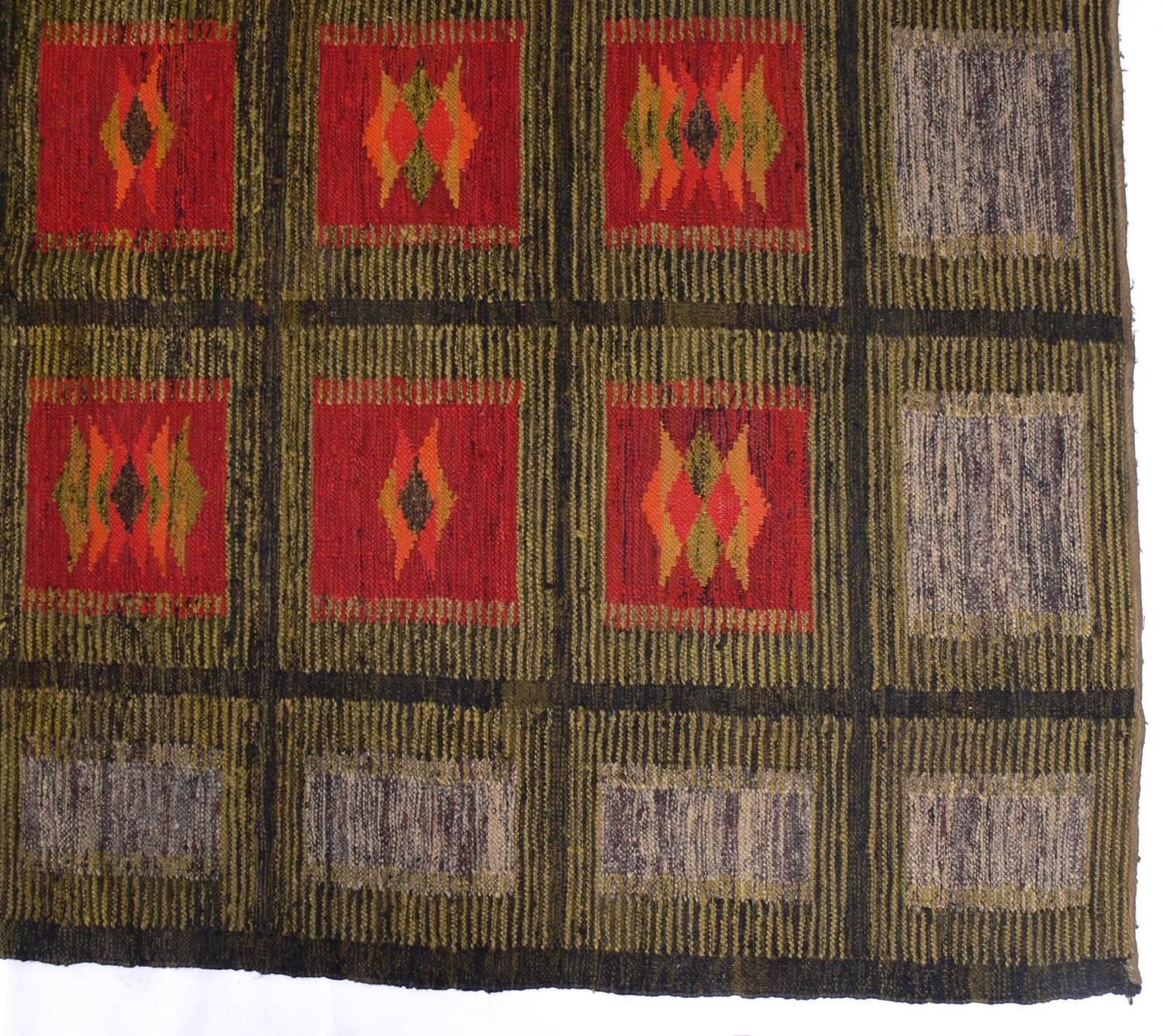 Hand-Woven Danish Modern Flat-Weave Carpet For Sale