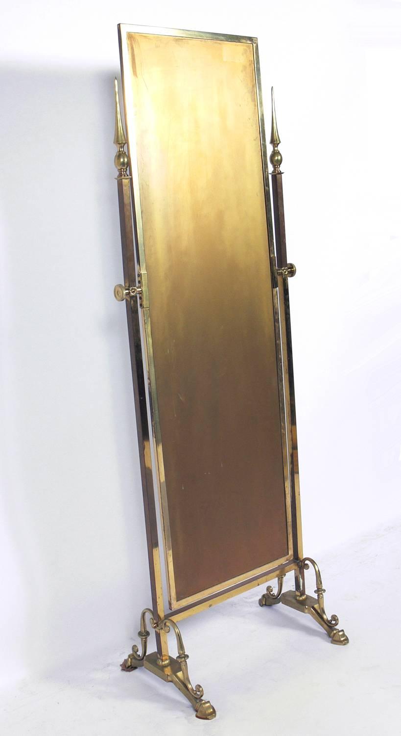 Mid-20th Century Elegant Brass Cheval Dressing Mirror