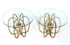 Pair of Sculptural Brass Loop Tables