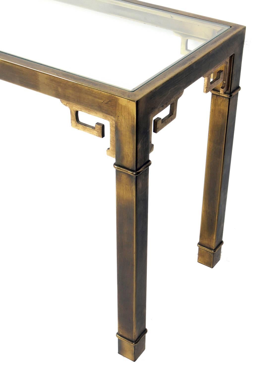 American Asian Influenced Brass Console Table by Mastercraft