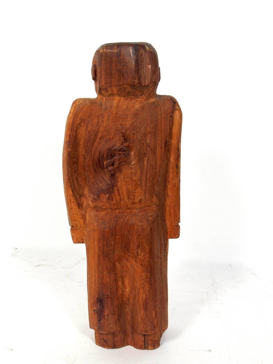 American Hand-Carved Folk Art Man Sculpture