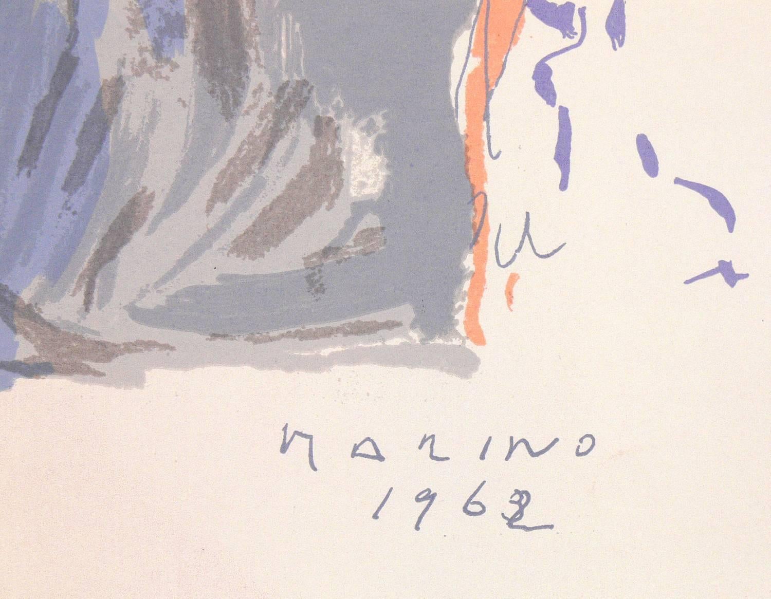Pareja de litografías de retratos de Marino Marini Moderno de mediados de siglo en venta