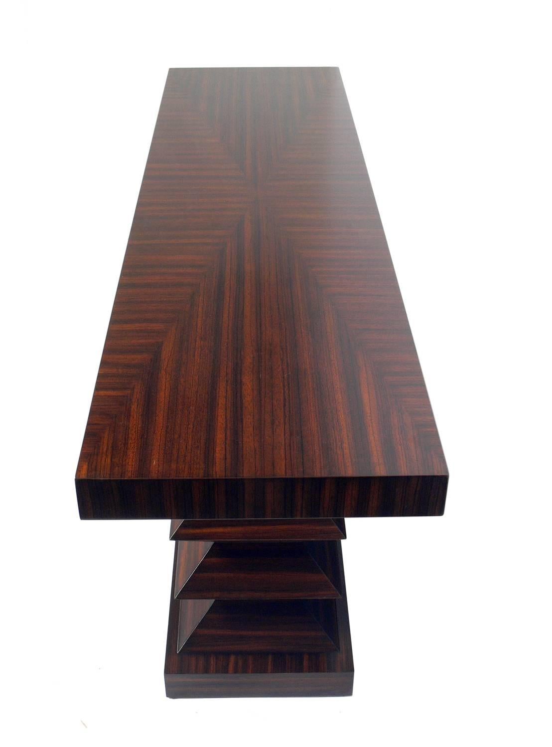 Mid-Century Modern Sculptural Zebra Wood Console Table