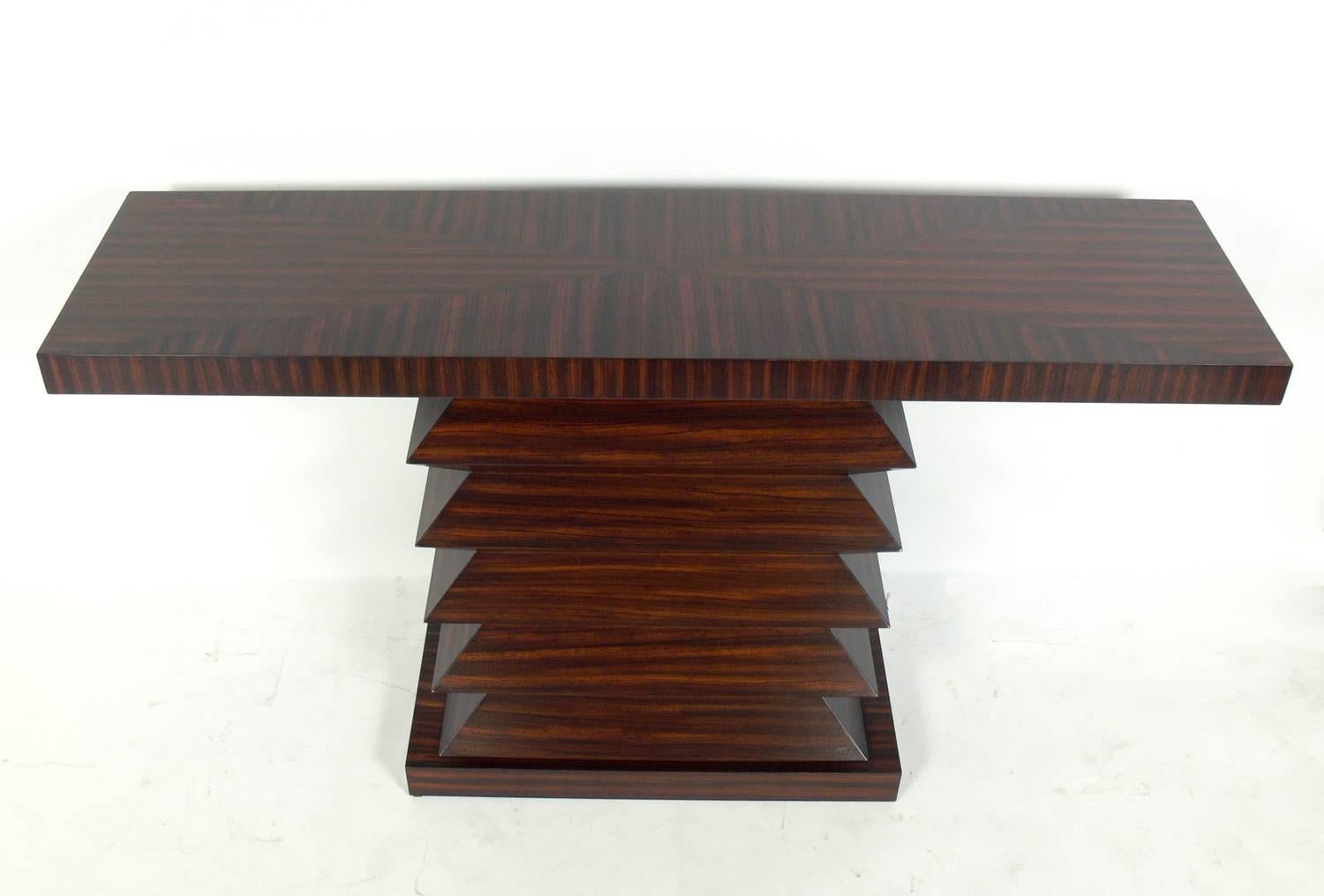 American Sculptural Zebra Wood Console Table