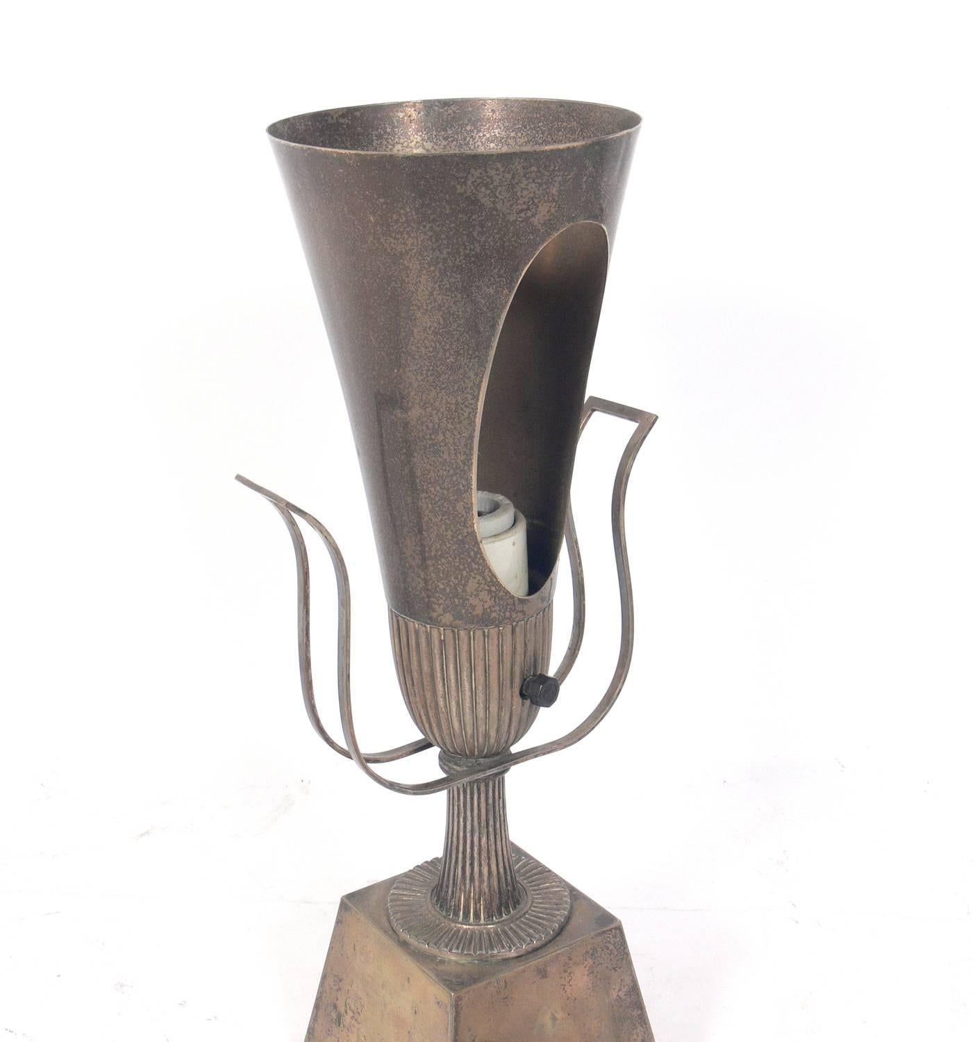 American Tommi Parzinger Silver Urn Lamp For Sale