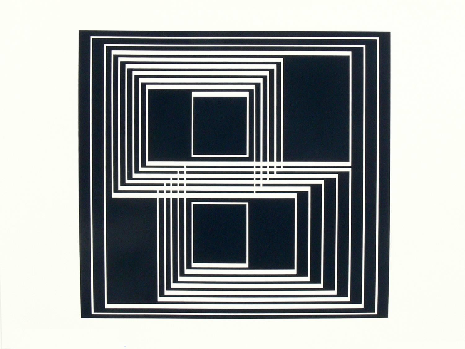 Josef Albers abstract lithograph from formulation and articulation, published by Harry N. Abrams Inc., New York, and Ives Sillman Inc., New Haven, circa 1972. This work is from portfolio I, folder 33. It has been framed in a clean lined black