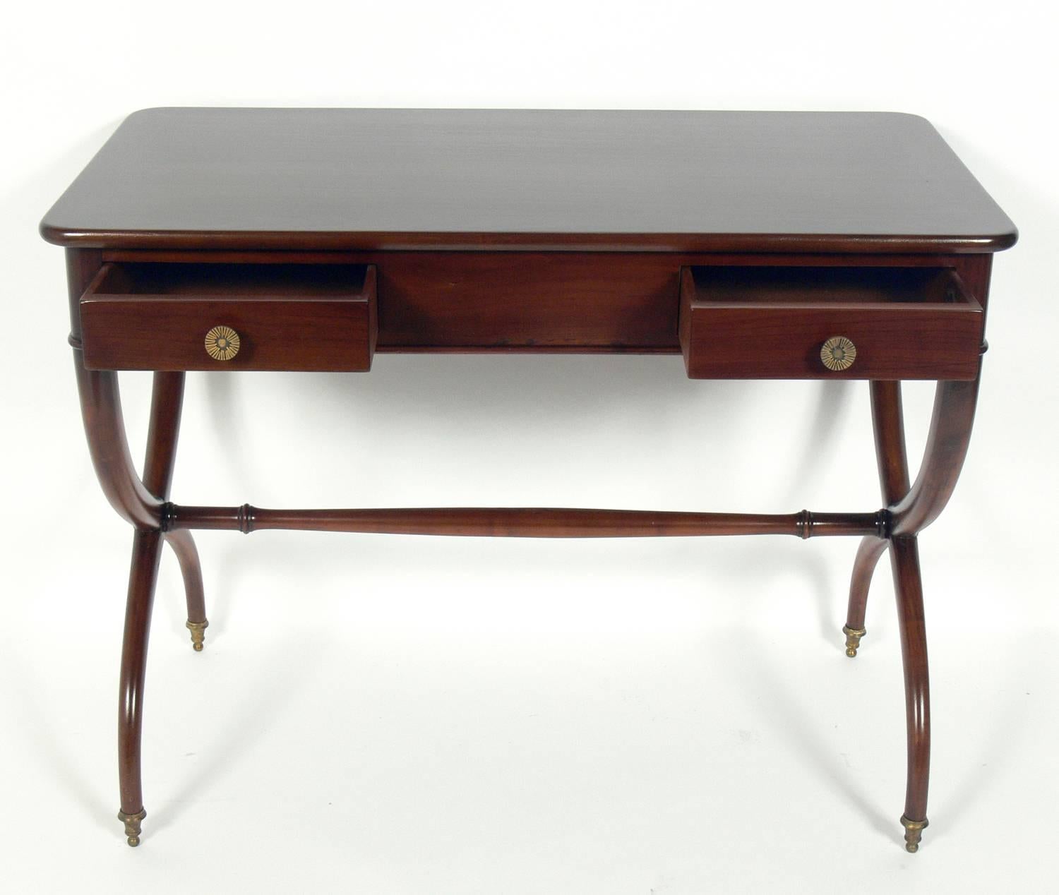Mid-20th Century French Art Deco Desk with Curvaceous X-Base