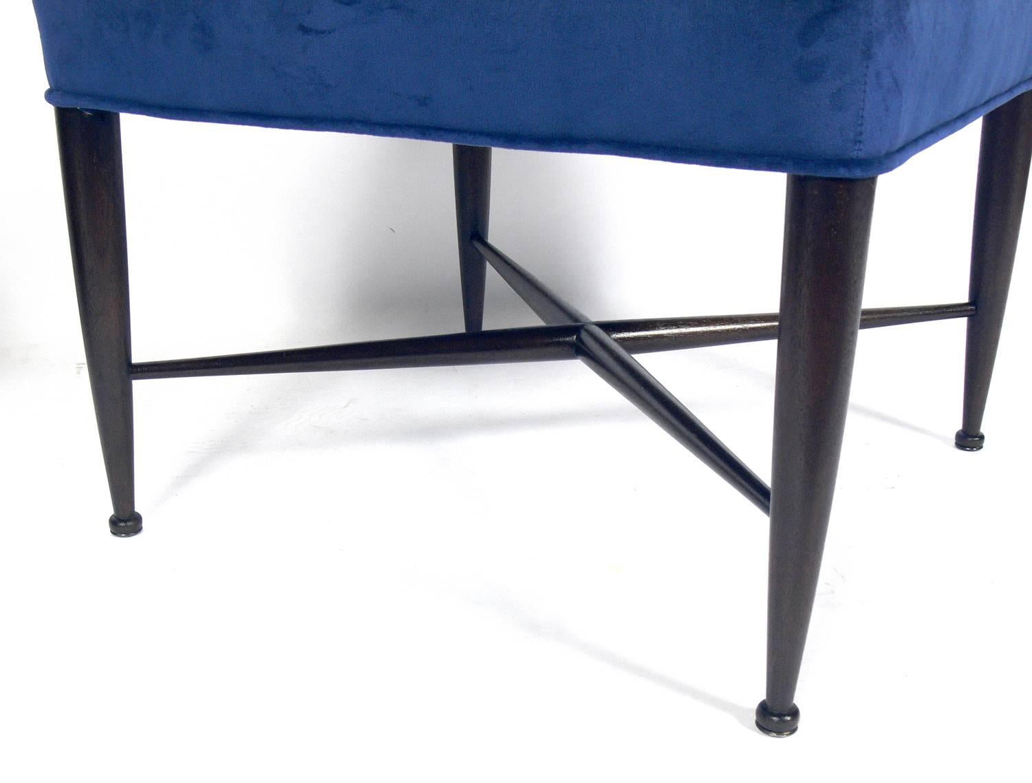 Lacquered Sculptural X Base Stool by Edward Wormley for Dunbar