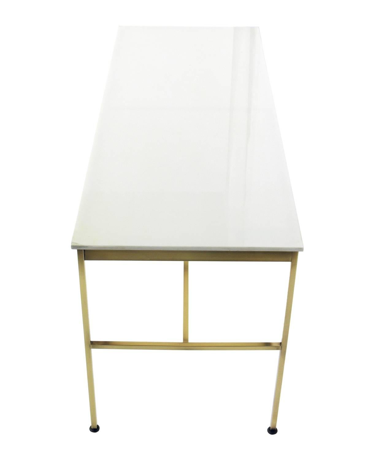 Mid-Century Modern Modernist Brass and Milk Glass Console by Paul McCobb