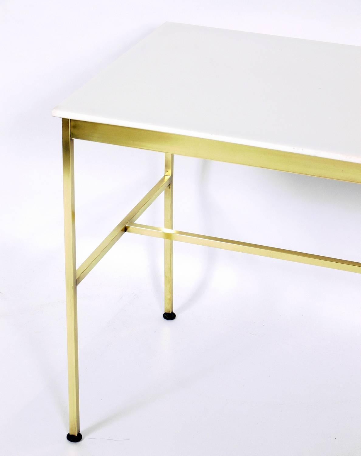 American Modernist Brass and Milk Glass Console by Paul McCobb