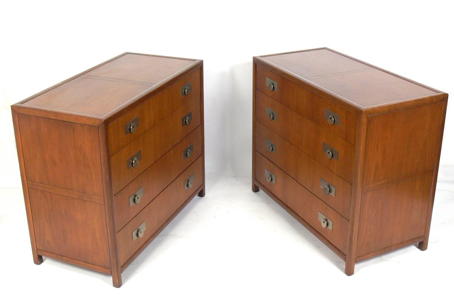Mid-Century Modern Pair of Asian Influenced Chests by Michael Taylor for Baker