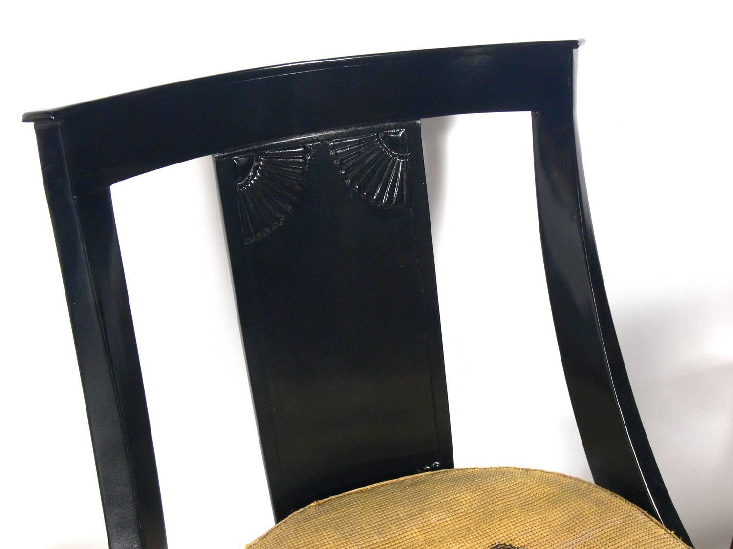 Early 20th Century Set of Six French Art Deco Dining Chairs