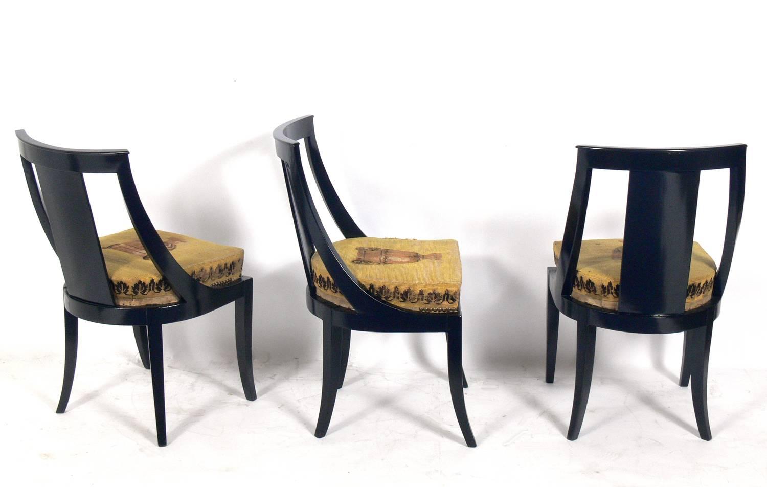 Lacquered Set of Six French Art Deco Dining Chairs