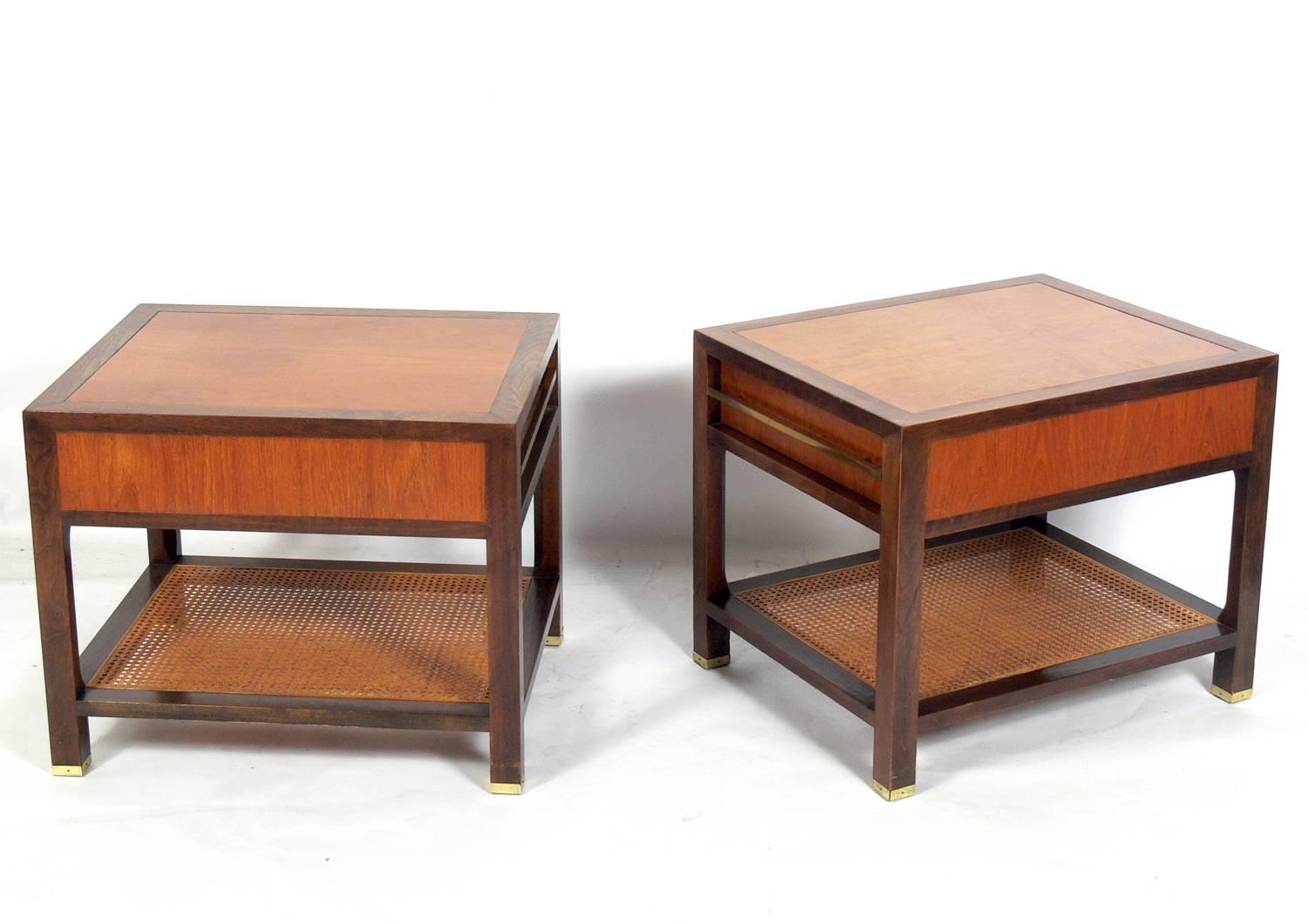 American Pair of Clean Lined End Tables by Michael Taylor for Baker