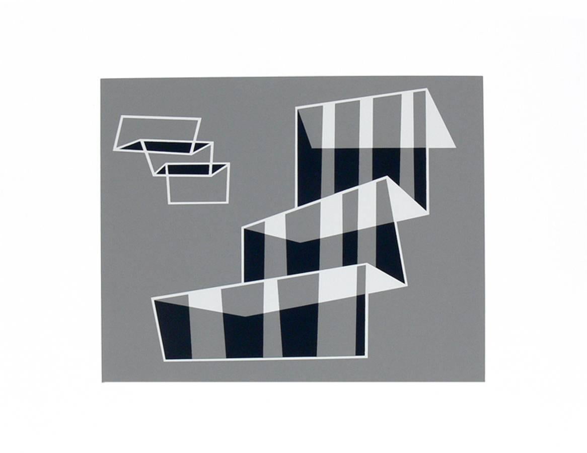 Abstrakte Lithografien von Josef Albers aus Formulierung und Artikulation, herausgegeben von Harry N. Abrams Inc. in New York und Ives Sillman Inc. in New Haven, ca. 1972. Diese Werke stammen aus Mappe II, Ordner 1. Sie wurden in sauberen, weiß