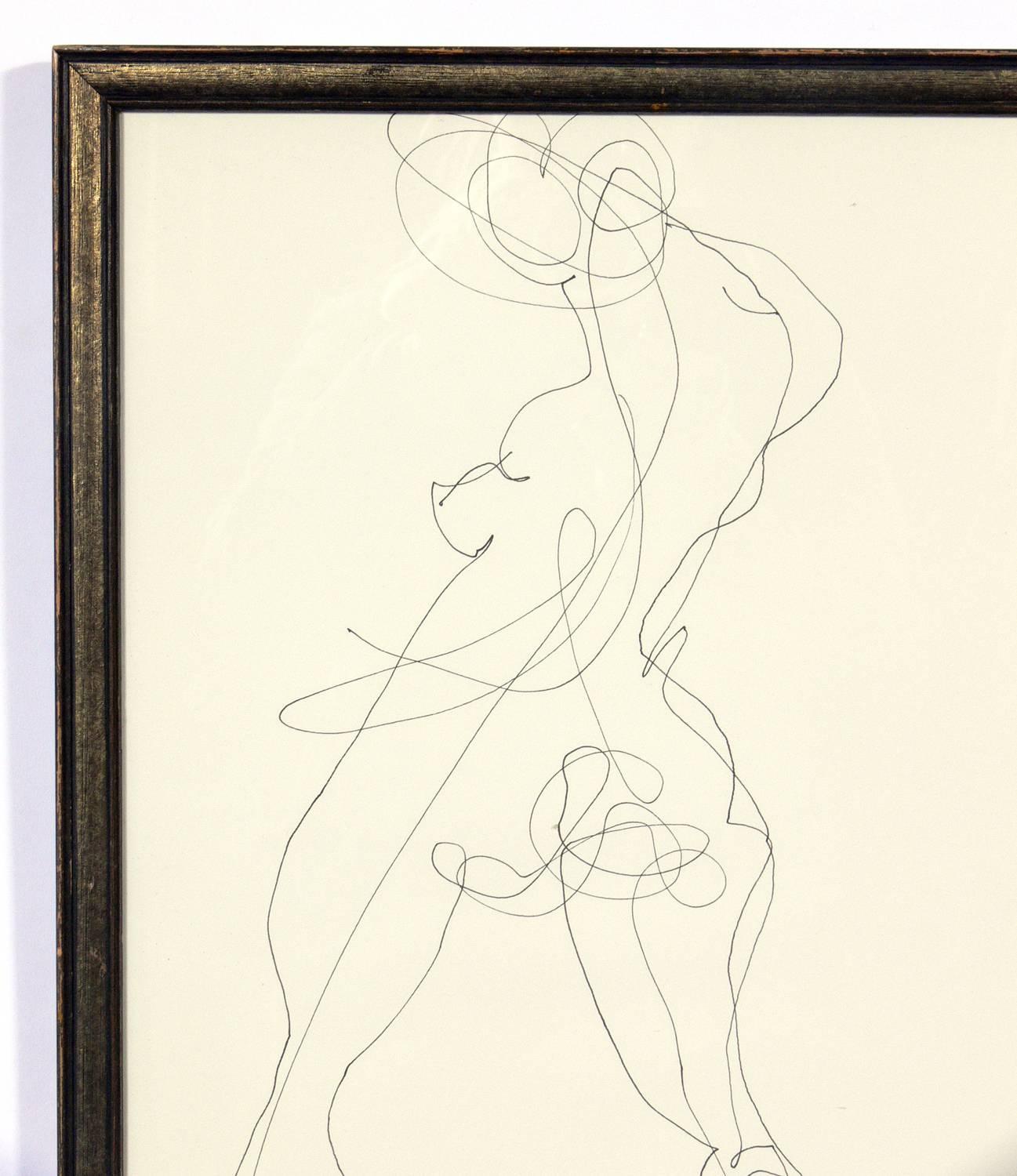 Glass Selection of Figural Line Drawings or Gallery Wall by Miriam Kubach