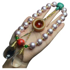 19th Century Oriental Imperial Eighteen Pink Pearls Bracelet