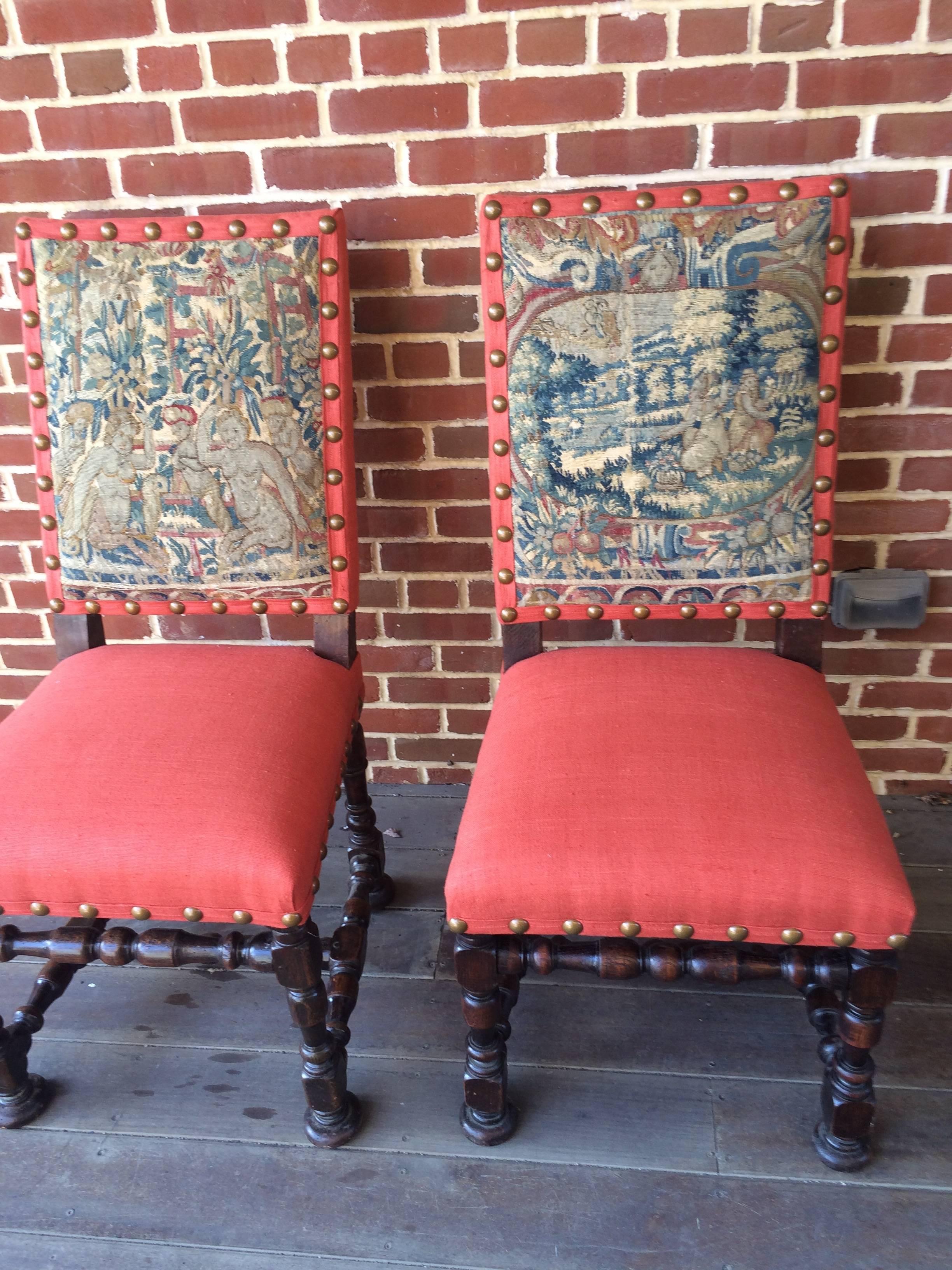 18th Century and Earlier Rare Pair of 17th Century Louis XIV Period Side Chairs