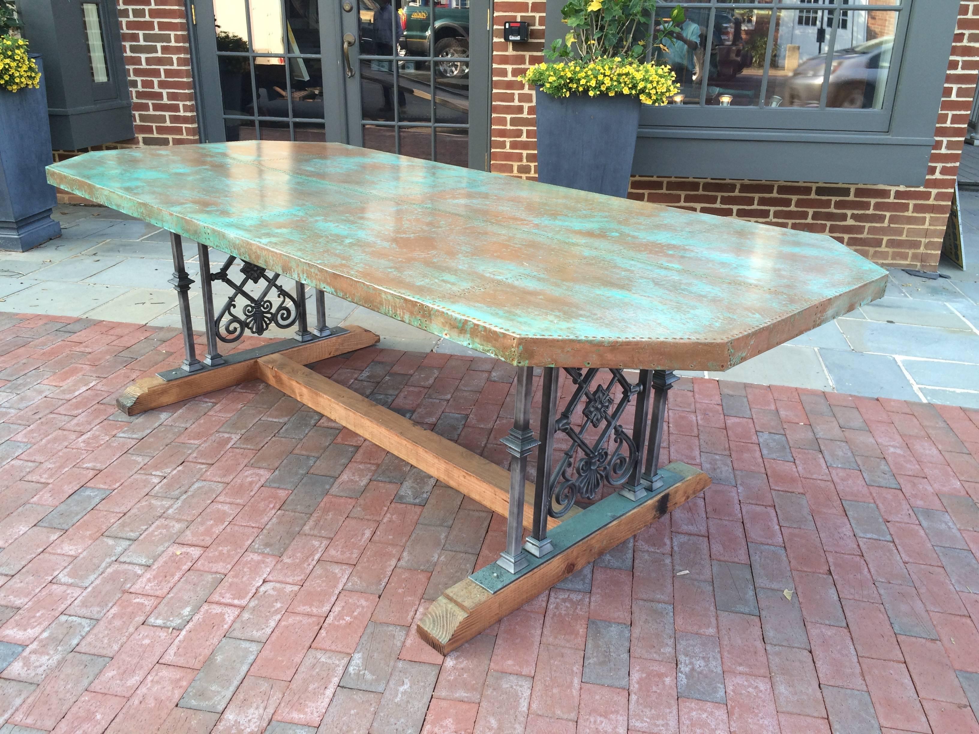 Custom Designed Copper Dining Table In Excellent Condition In Middleburg, VA