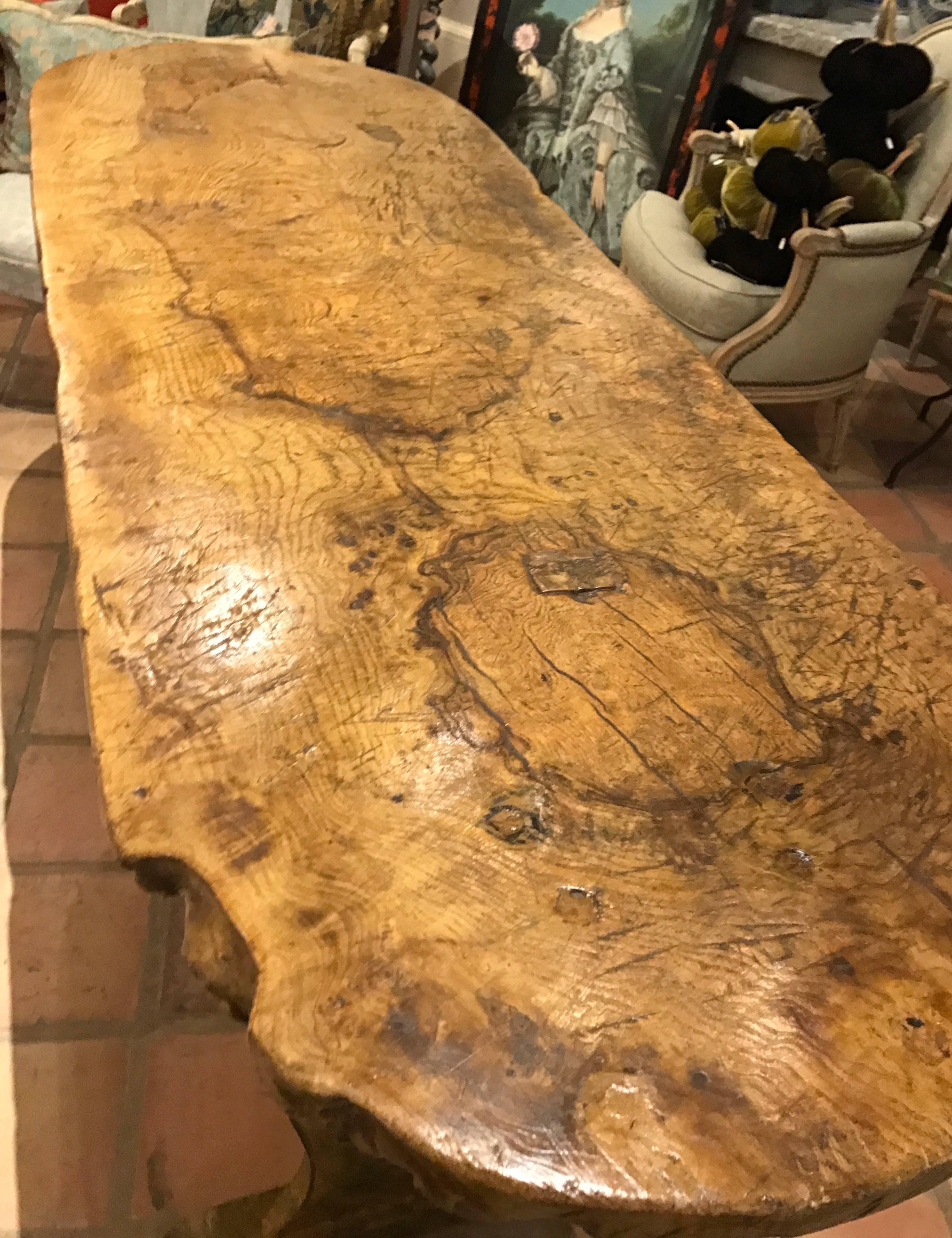 Early 19th Century Rustic “Basque” Oval Trestle Table or Console In Good Condition In Middleburg, VA