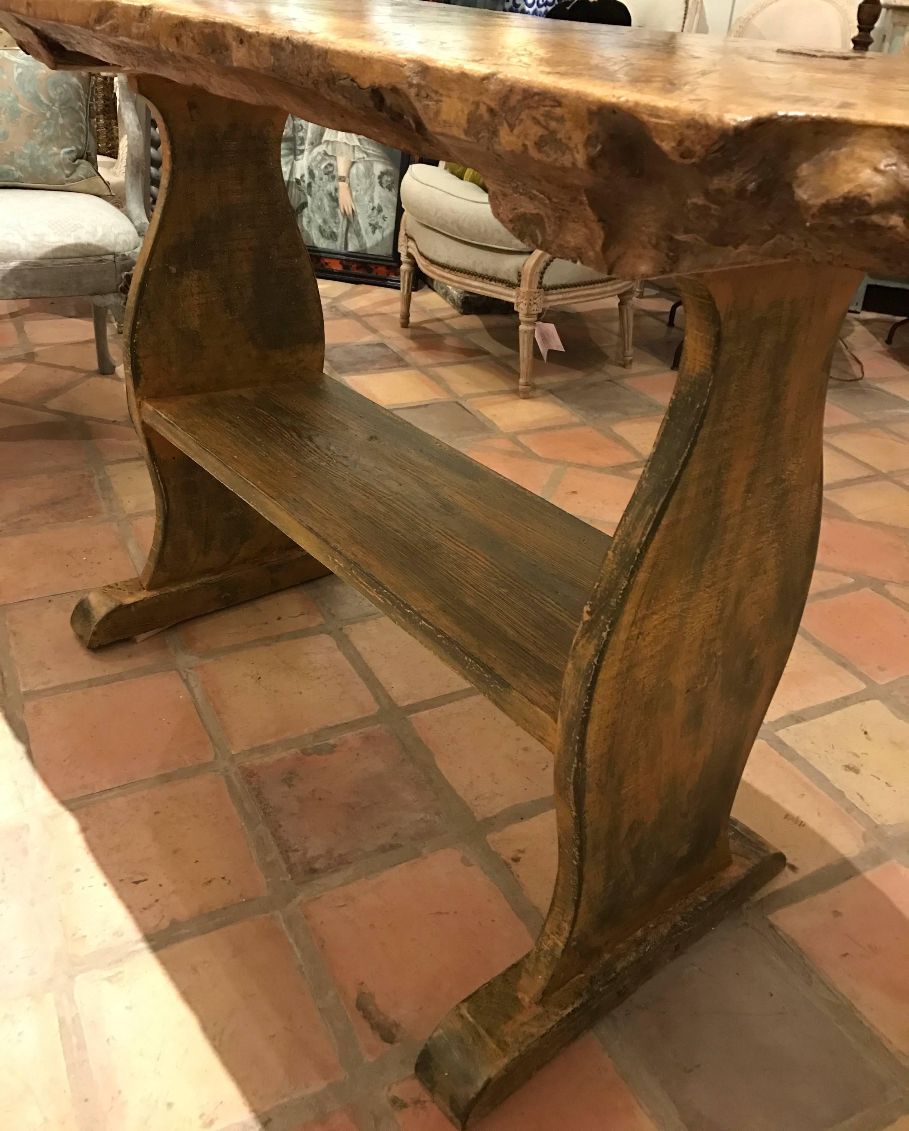 Early 19th Century Rustic “Basque” Oval Trestle Table or Console 1