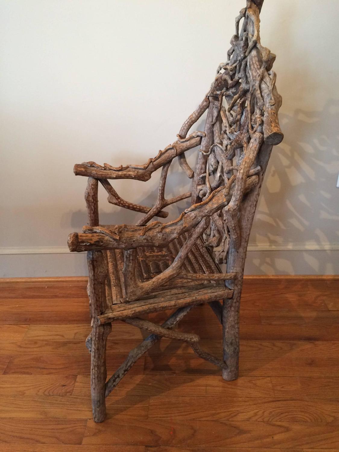 Extraordinary 19th Century Adirondack Twig Chair For Sale 