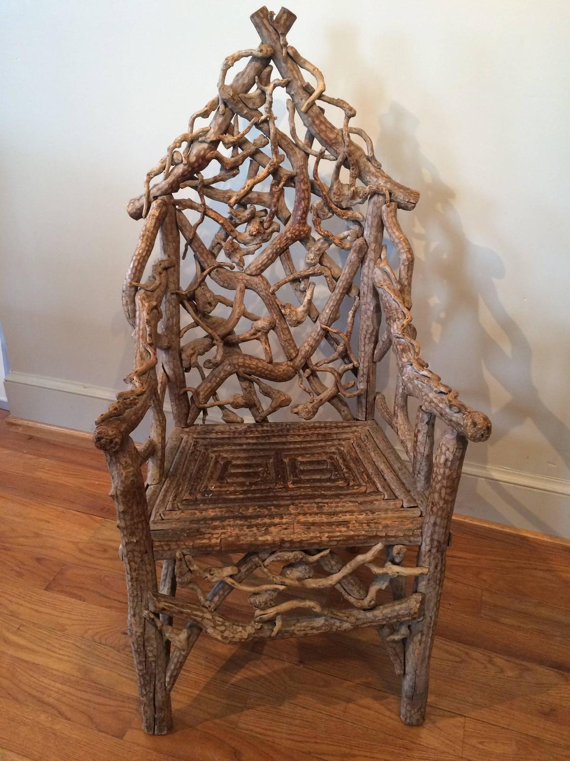 Extraordinary 19th Century Adirondack Twig Chair For Sale 